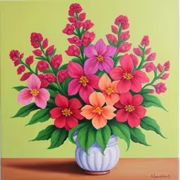 /tmp/FOOOwhoh0.jpg = a painting of pink flowers on a table
,/tmp/FOOOwhoh0.jpg = the large bouquet of flowers are in a vase
,/tmp/FOOOwhoh0.jpg = a painting of a vase filled with red and pink flowers
,/tmp/FOOOwhoh0.jpg = a painting of pink and red flowers in a blue vase
,/tmp/FOOOwhoh0.jpg = a painting of colorful flowers in a blue and white vase
,/tmp/FOOOwhoh0.jpg = painting of red and orange flowers in a white vase
,/tmp/FOOOwhoh0.jpg = this is a colorful flower painting on green

