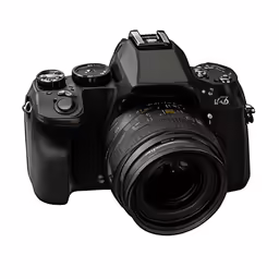 a close up view of a camera and its lens