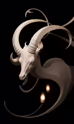 the sculpture of a goat is made of white paper