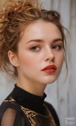 a girl with her hair in a bun