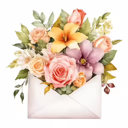 a white envelope with flowers on the inside