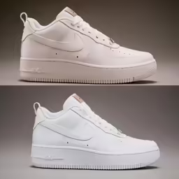 the air force 1 sneaker is shown in white