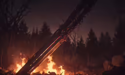 a bunch of fire burning in a field
