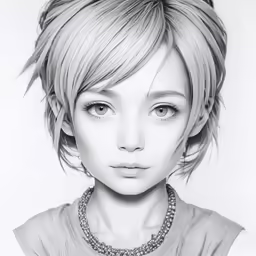 a drawing of a girl with short hair