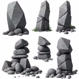 rocks set on a white background