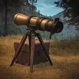 an antique video camera with a tripod sitting next to it