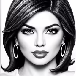 an adult woman with very large hoop earrings and makeup