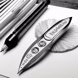 several pencils sitting on top of a piece of paper
