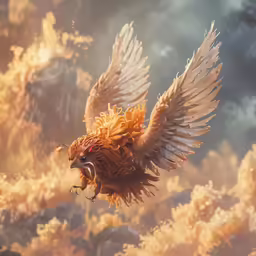 a bird with big wings flying through the sky