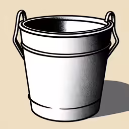 black and white illustration of a bucket