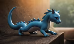 a blue little creature that looks like a dragon