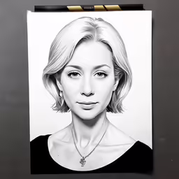 a photo of a beautiful blonde woman in a black top with a necklace