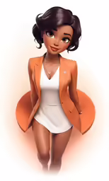this is an illustration of a woman in a dress and jacket