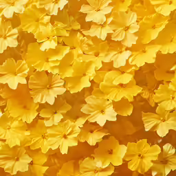 a wall that has been made up with yellow flowers
