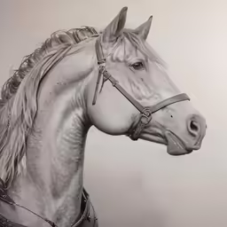 a portrait of a grey horse by mark russell