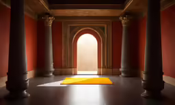 the inside of an old palace with columns