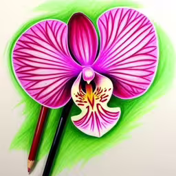 a close up view of a pink flower with a pencil,a picture of a flower that is not colored in pencils