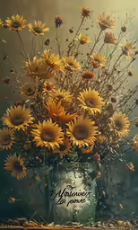 there is a painting of flowers in a vase
