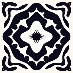 a square pattern made up of black and white shapes