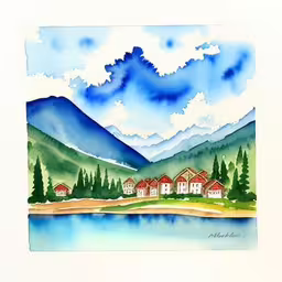 /tmp/FOOkbq888.jpg = watercolor painting of houses in the mountains with a lake
,/tmp/FOOkbq888.jpg = watercolor painting of houses on the hills and lake
,/tmp/FOOkbq888.jpg = a painting of some water houses on the mountains
,/tmp/FOOkbq888.jpg = watercolor painting of mountains and trees on a white surface
,/tmp/FOOkbq888.jpg = a painting of houses on the shore of a lake
,/tmp/FOOkbq888.jpg = a watercolor painting of houses with mountains in the background
,/tmp/FOOkbq888.jpg = watercolor painting of a landscape of homes and mountains
