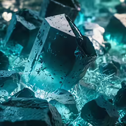 blue stones are in an ice like pattern