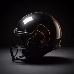 a football helmet is shown on a black background