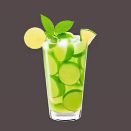 a glass full of water with a mint and lemon in it