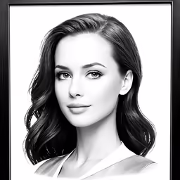 the actress is in this black and white drawing