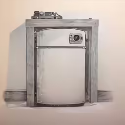 a silver metal frame that is holding a camera