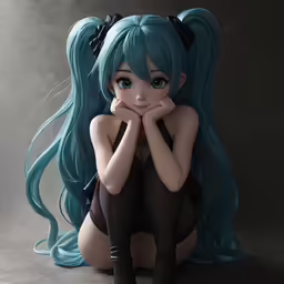 the cartoon girl with long green hair is posing for a photograph