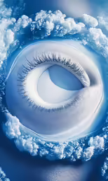 an eye that is in the air above water