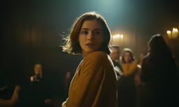 a beautiful young woman in a yellow dress