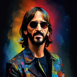 a digital painting of a man with sunglasses on