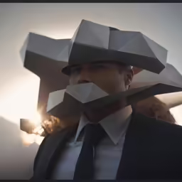 a person with some sci - fim like pieces of silver covering his face