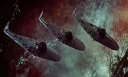 some sort of sci - fi space ship that looks like they are flying in the sky