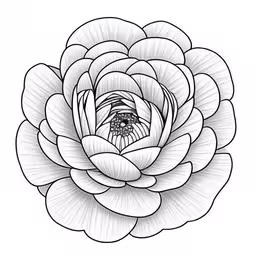 the lotus flower is very interesting and simple,a large, white flower in the middle of a black and white background,an outlined flower is shown in black and white,a large flower with leaves on it,the black and white flower is an illustration