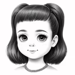 a drawing of a girl with long black hair