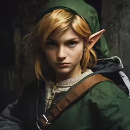 a young child is dressed in green with ears and eyes