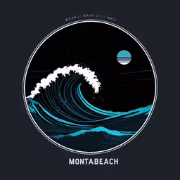 a white surfboard rides on top of a wave,a wave is coming out of the ocean in a circular frame
