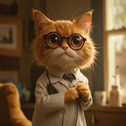 a kitten wearing glasses and a shirt