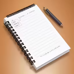 a notebook that has an open notepad on it