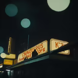 neon sign at night of carnival or coffee shop