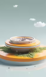 an orange round structure with an orange wheel
