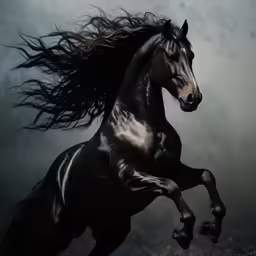 a horse with its rear legs spread out is galloping