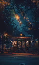an image of a lit up store at night