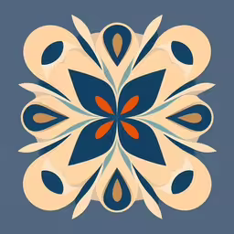 an artistic tile pattern with white and blue petals