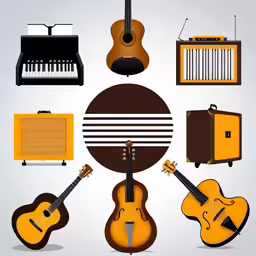 violin and musical instruments set illustration by michael adams
