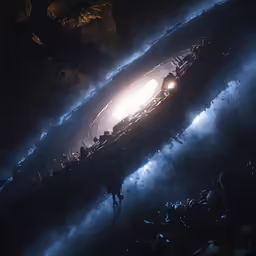 a stage filled with lots of lights and some clouds