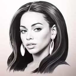 the face of a beautiful young woman with large hoops