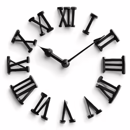 black and white clock with roman numerals